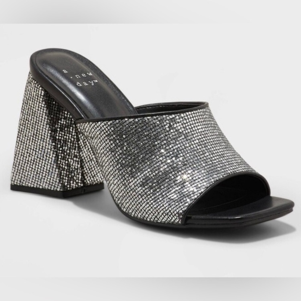 Glittery block heels